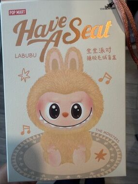 POP MART Have A Seat Labubu Plush Toy - Beige (opened)